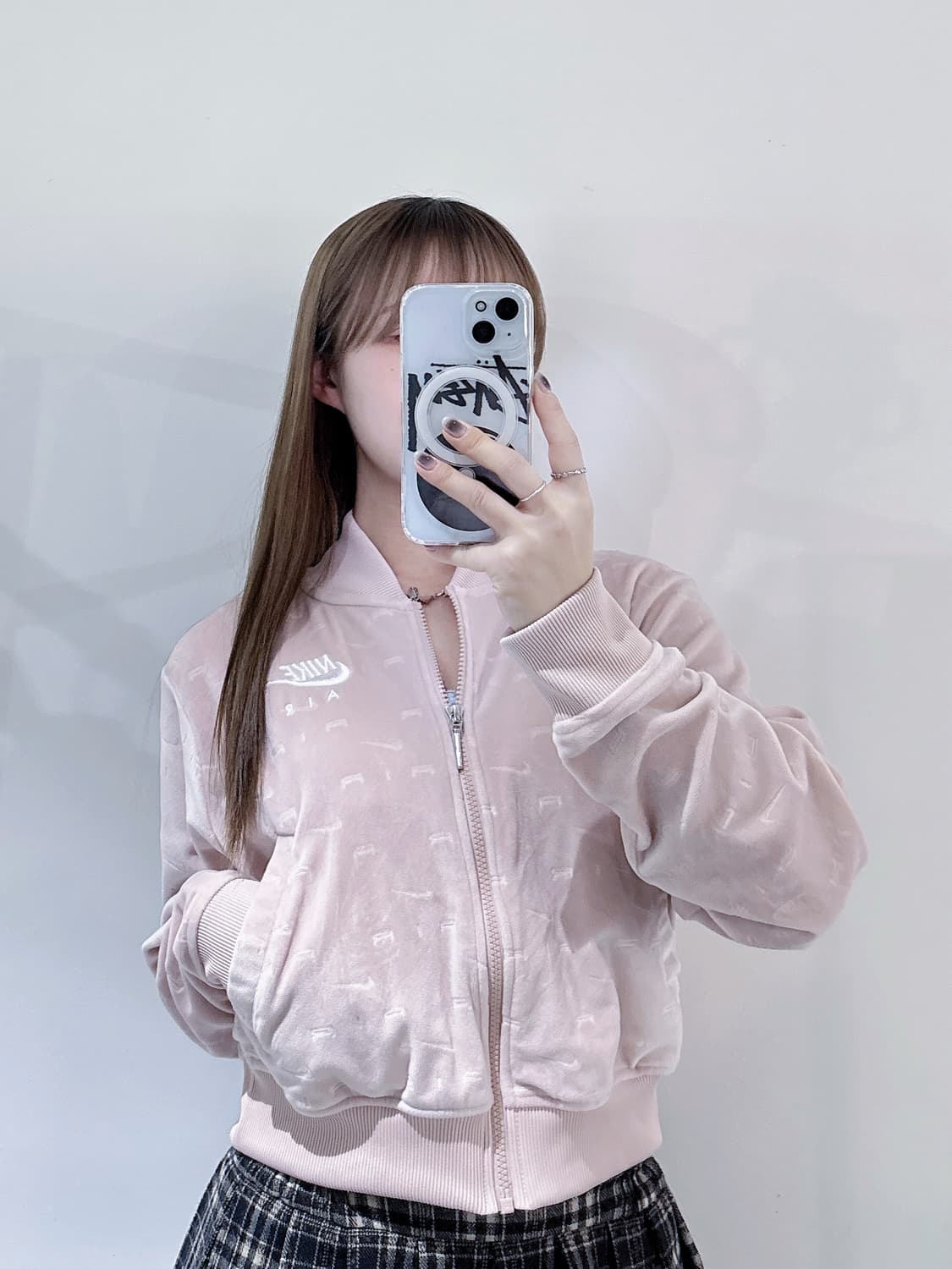 나이키 벨루어 크롭 핑크 트랙탑 상품이미지1