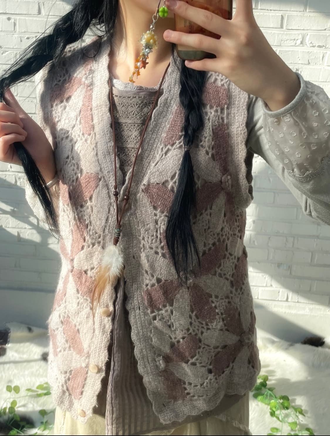 빈티지 크로쉐 니트 베스트 모리룩 상품이미지1