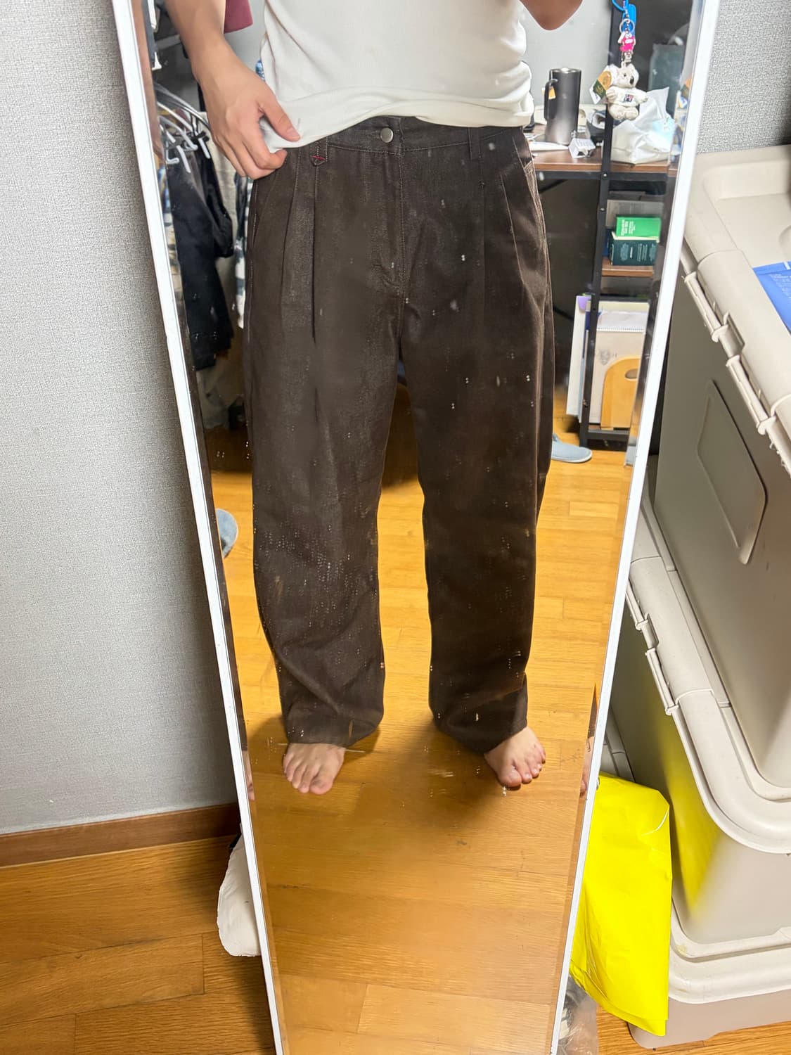 포트너스 Two tuck wide brown jeans  상품이미지1