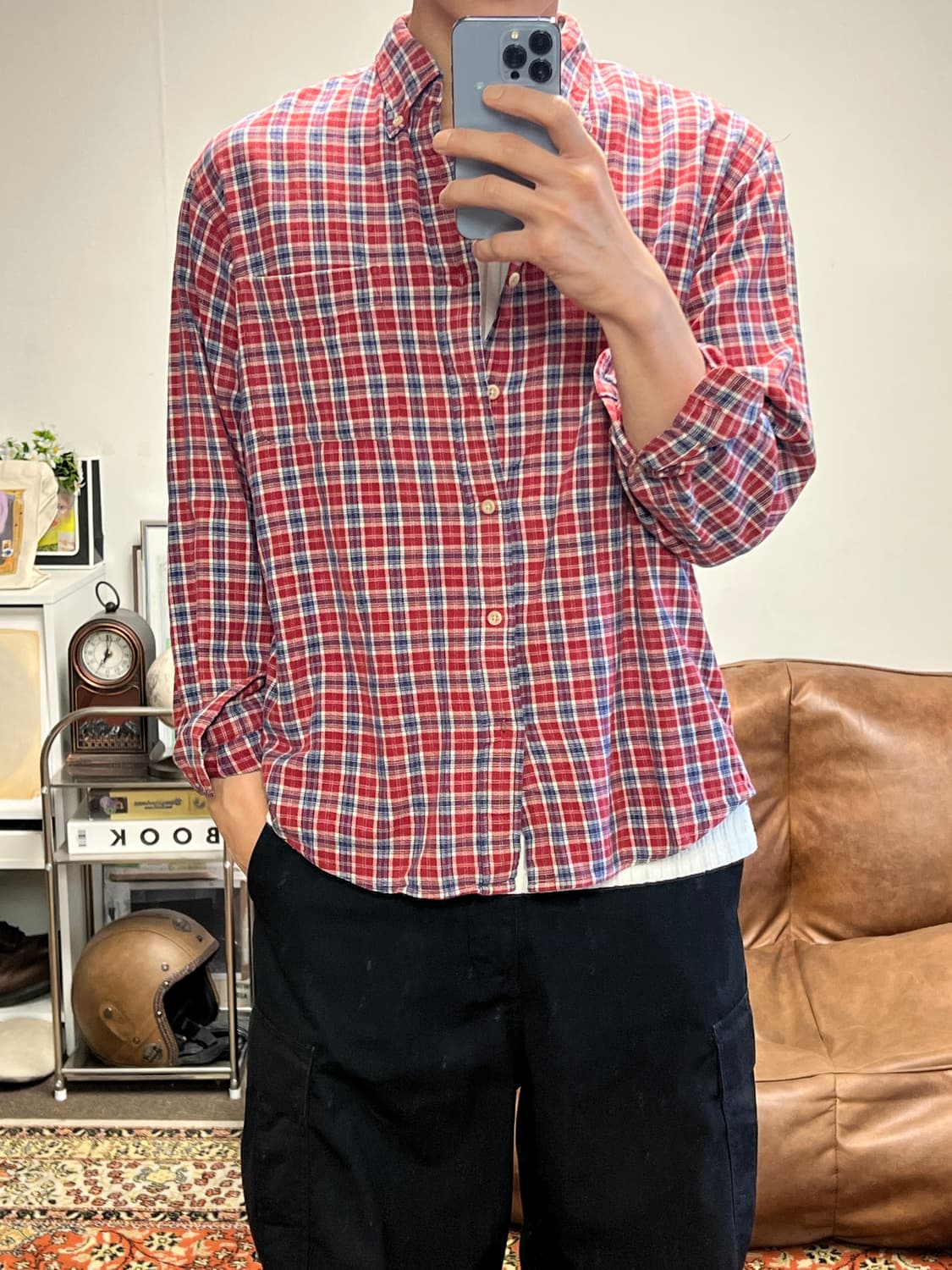 [L] 유니클로 빈티지 레드 체크 셔츠 상품이미지2