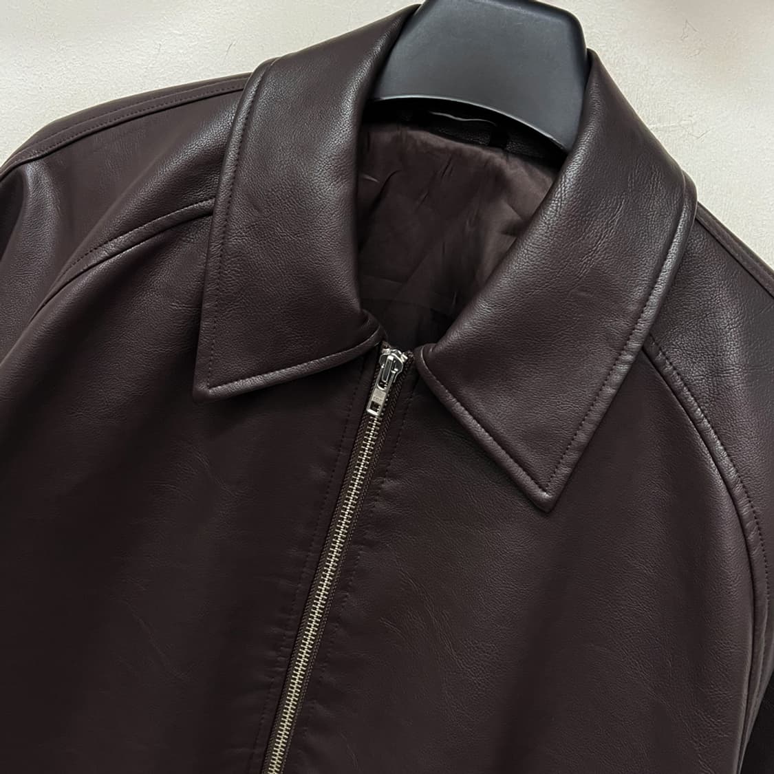 에잇세컨즈 브라운 블루종 레더 자켓 L 상품이미지3