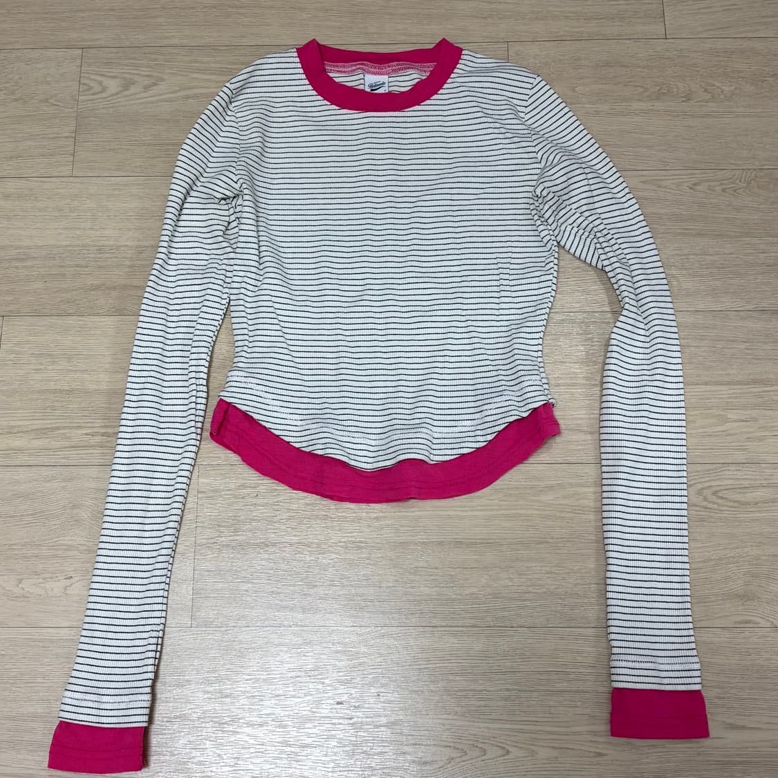 파르티멘토 우먼 스트라이프 더블 레이어드 LS 티_화이트 상품이미지1