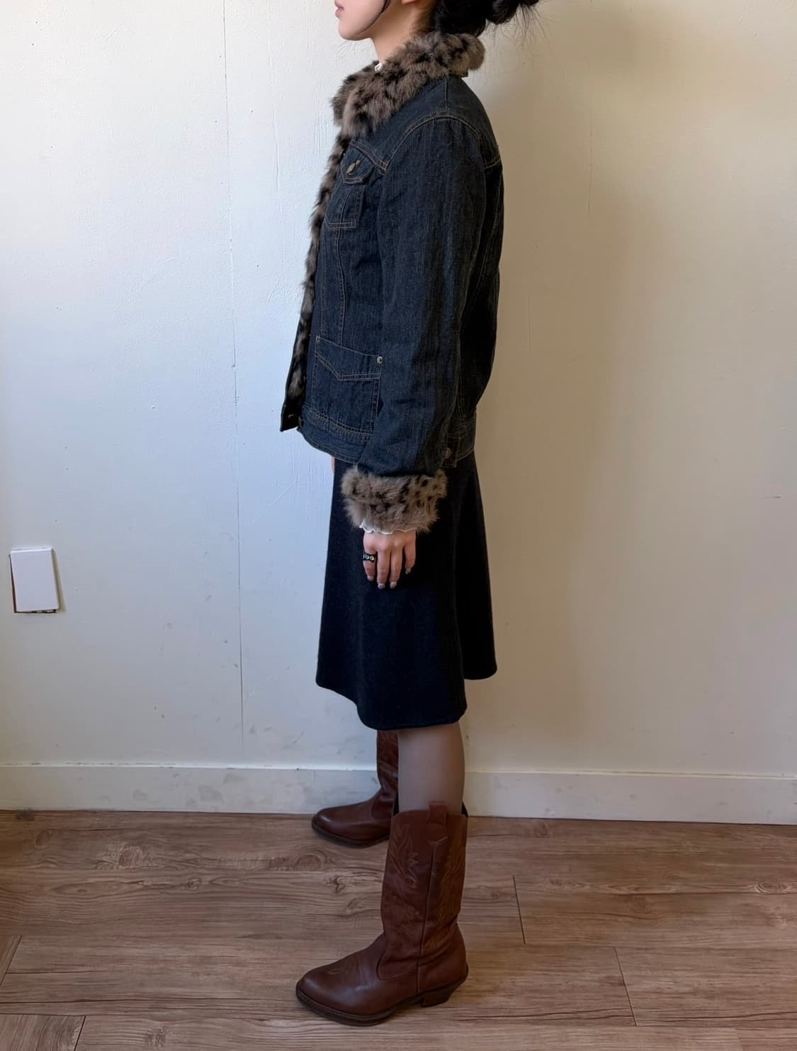 gf 레오파드 데님 퍼 자켓 상품이미지8