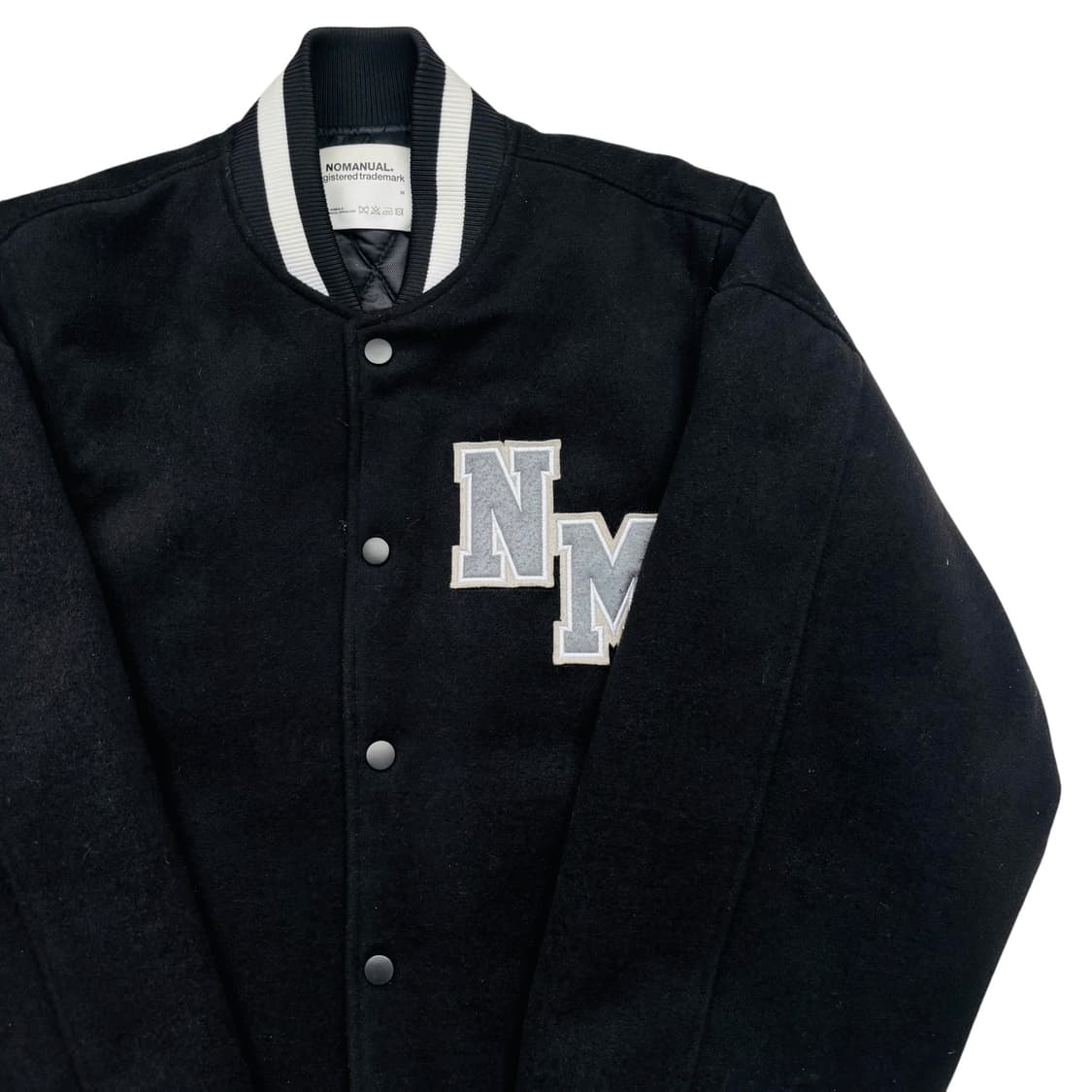 노매뉴얼 빅 로고 블랙 울 바시티 자켓 M 상품이미지5