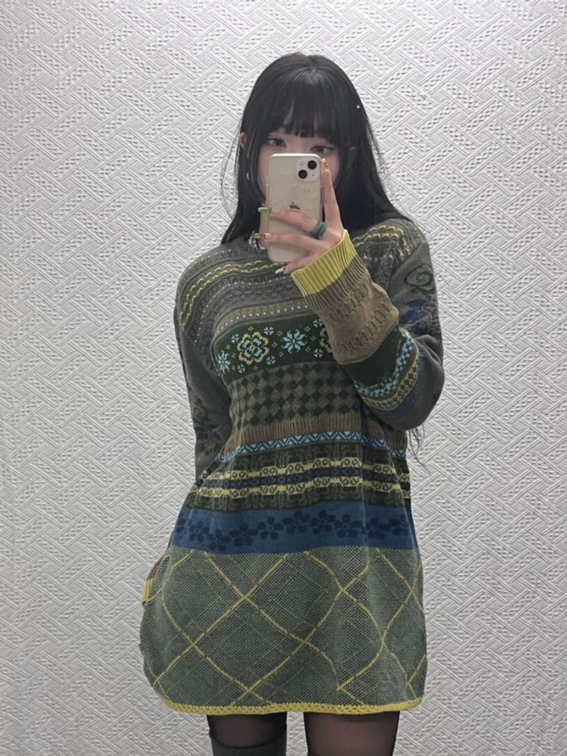 오일릴리 자카드 보헤미안 히피 패턴 니트 L C09489 상품이미지2