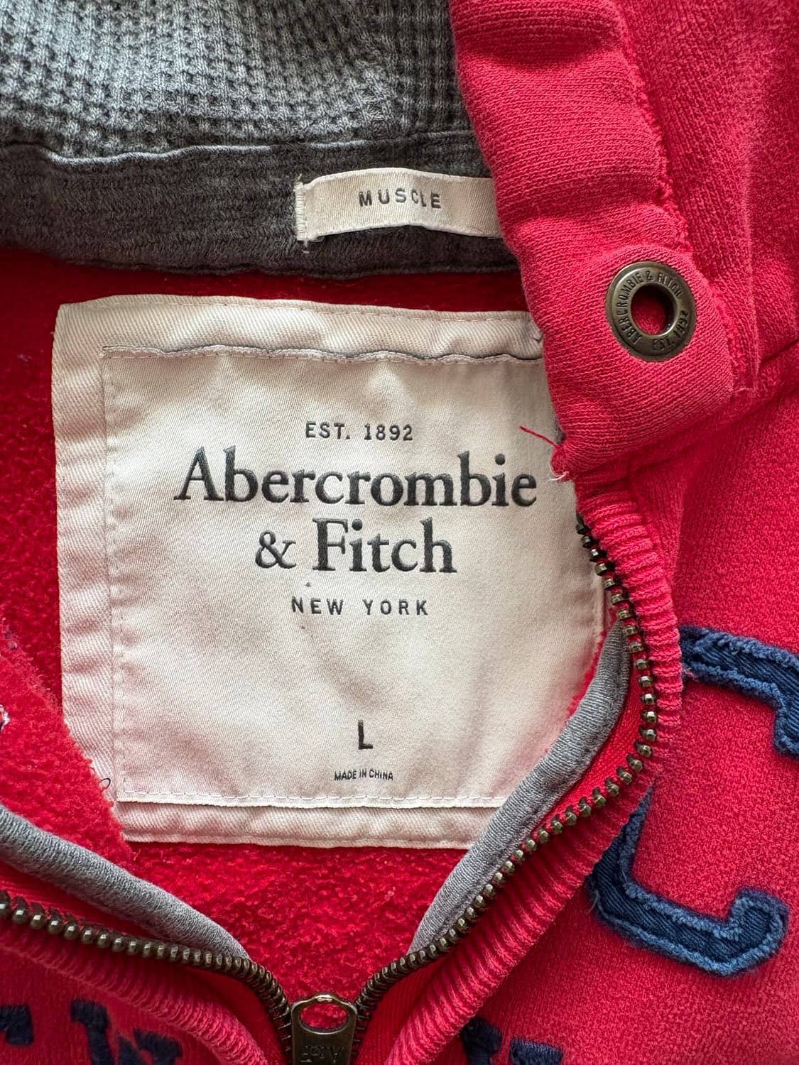 아베크롬비 후드집업 레드 L 상품이미지2