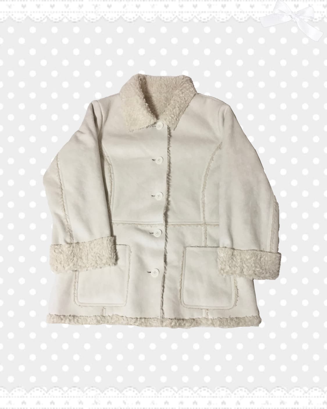 빈티지 아이보리 무스탕 자켓 상품이미지1