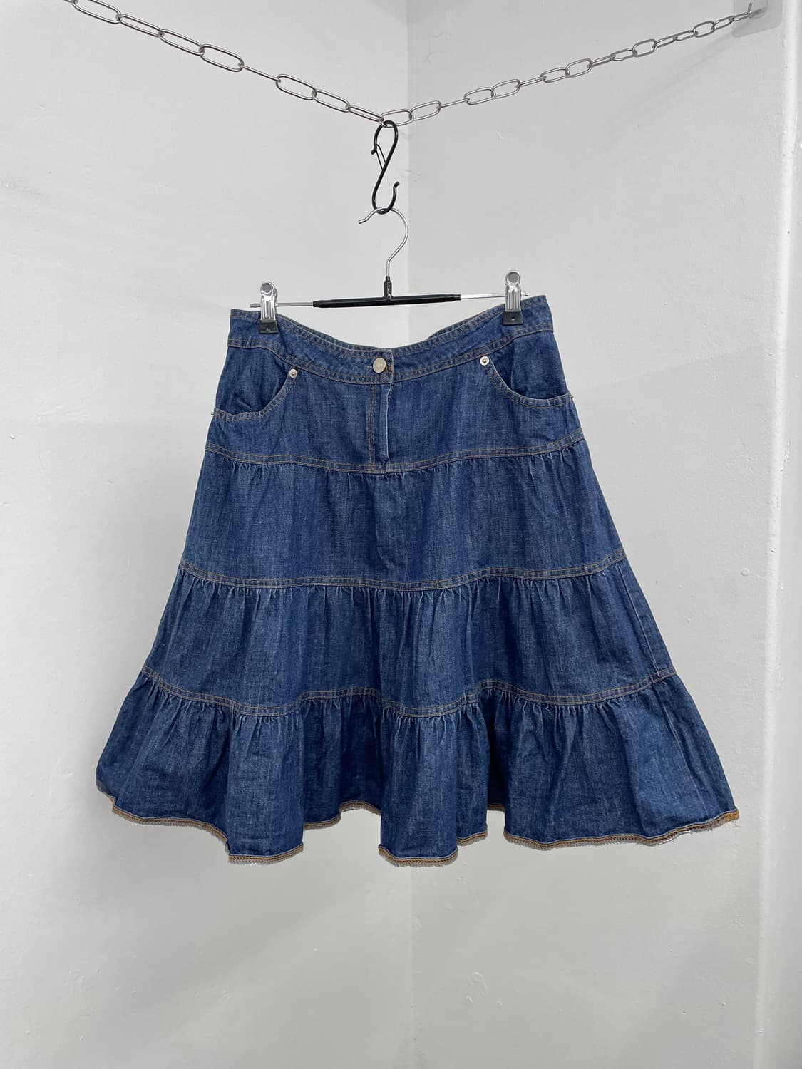 진청 데님 캉캉 스커트 상품이미지1