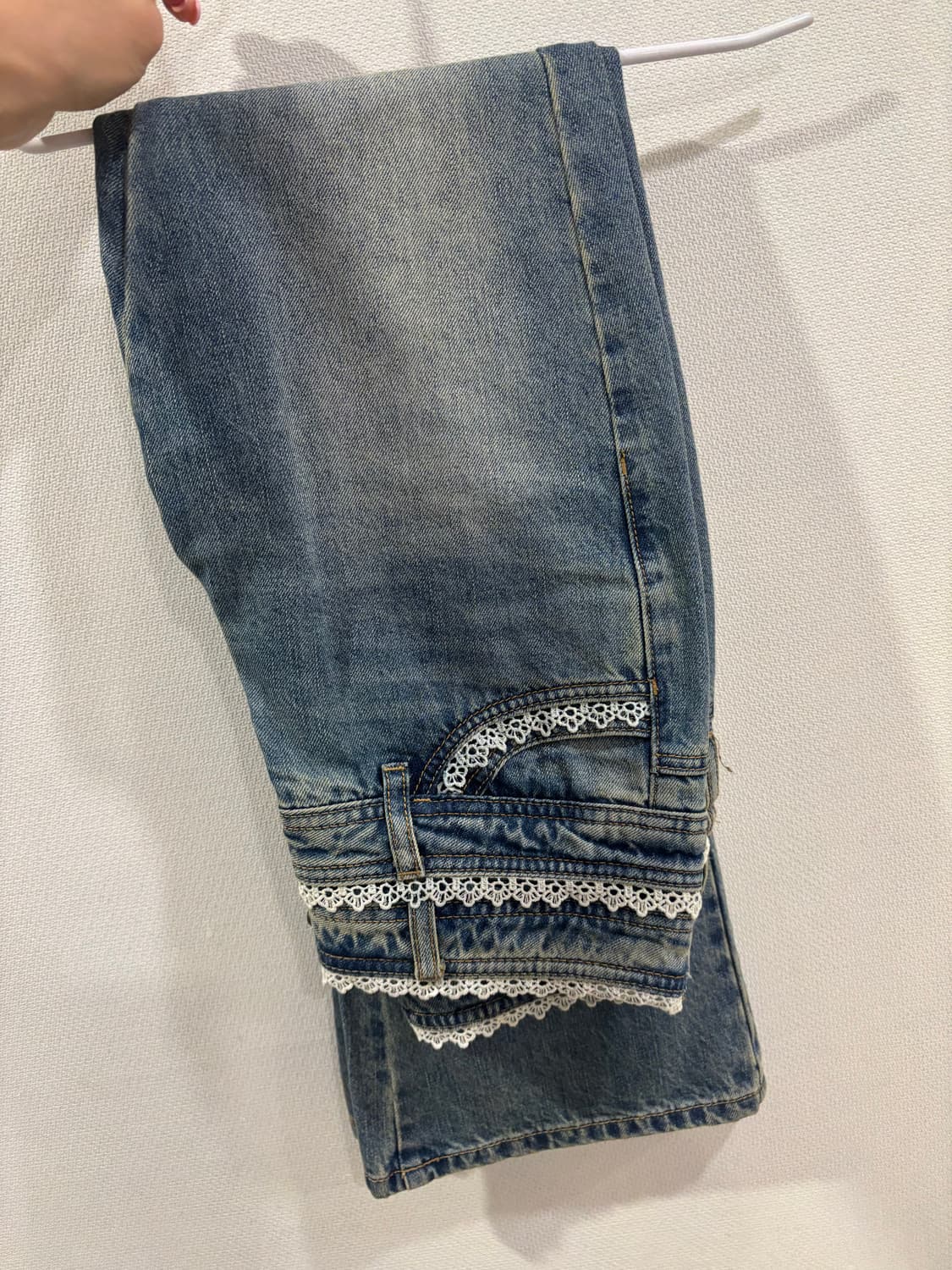 스컬프터 더블웨이스트 부츠컷 데님 미드블루 XS 상품이미지4