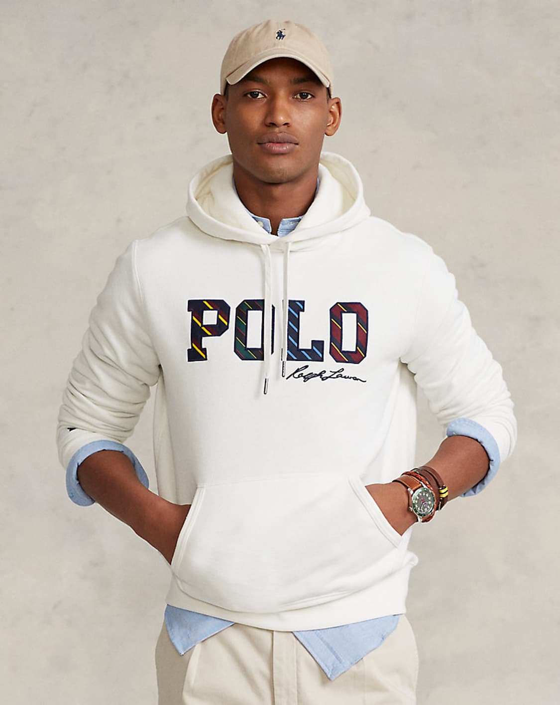 폴로 랄프로렌 스트라이프 로고 플리스 후드 XL 상품이미지6