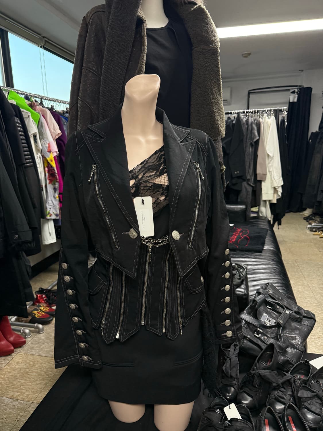 japanese vkei 코르셋 멀티지퍼 자켓 상품이미지1