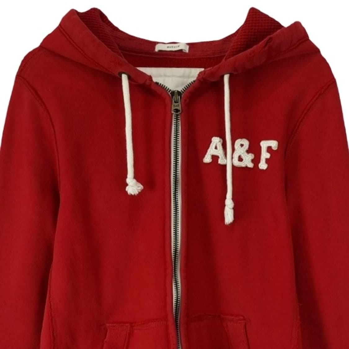 [아베크롬비] Y2K 로고 패치 빈티지 후드 집업 레드 M19205 상품이미지4