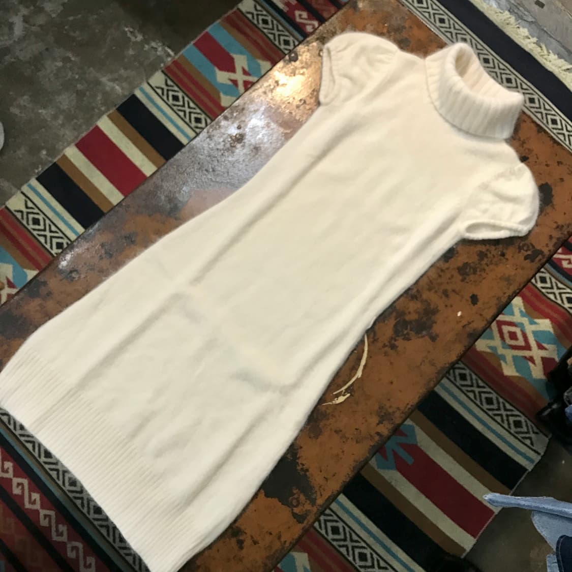 버버리 블루라벨 크림 아이보리 앙고라 울 터틀넥 반팔 원피스 여성 55  상품이미지2