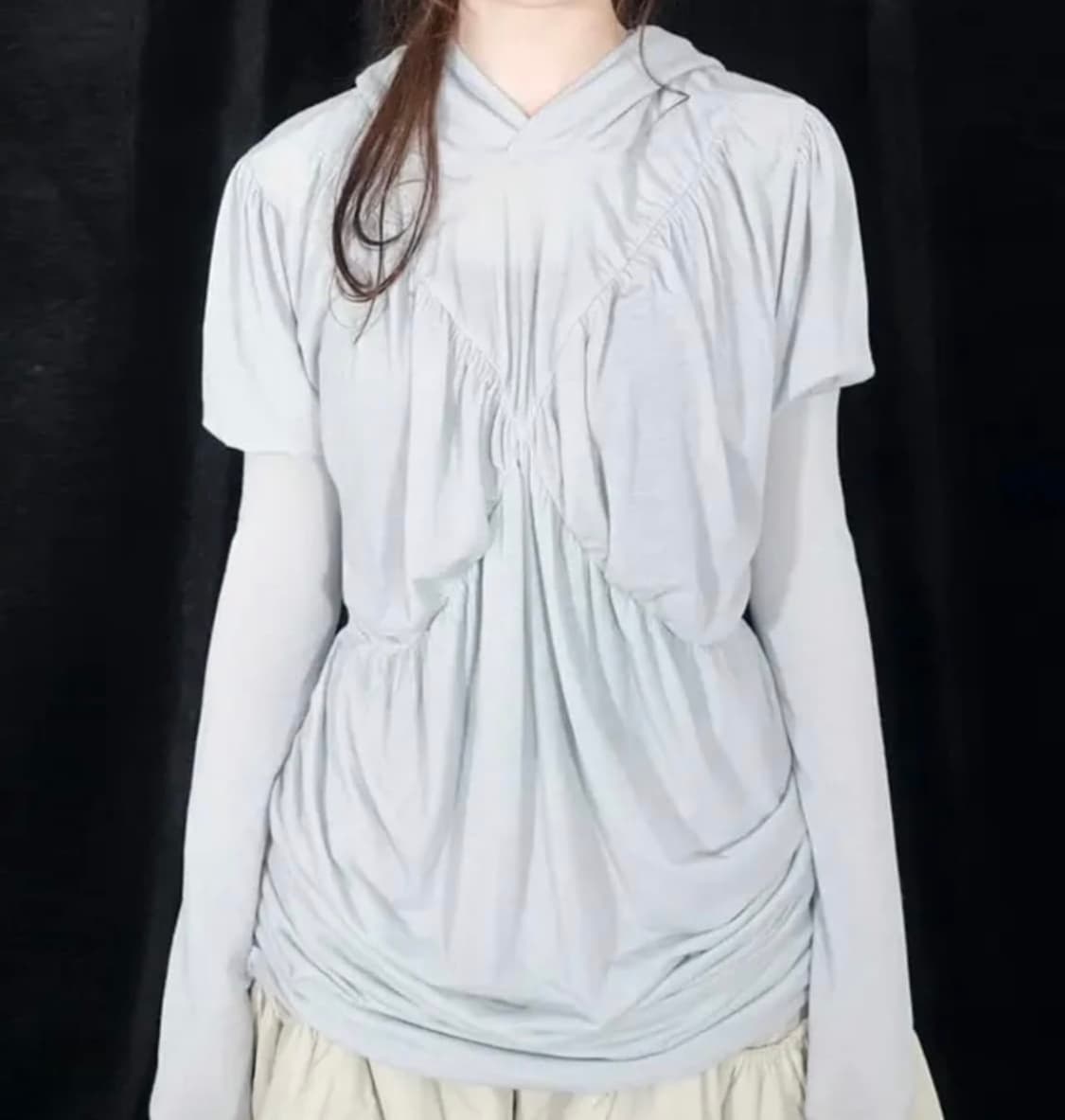 샵페어리 드레이프 후드 블루 상품이미지1