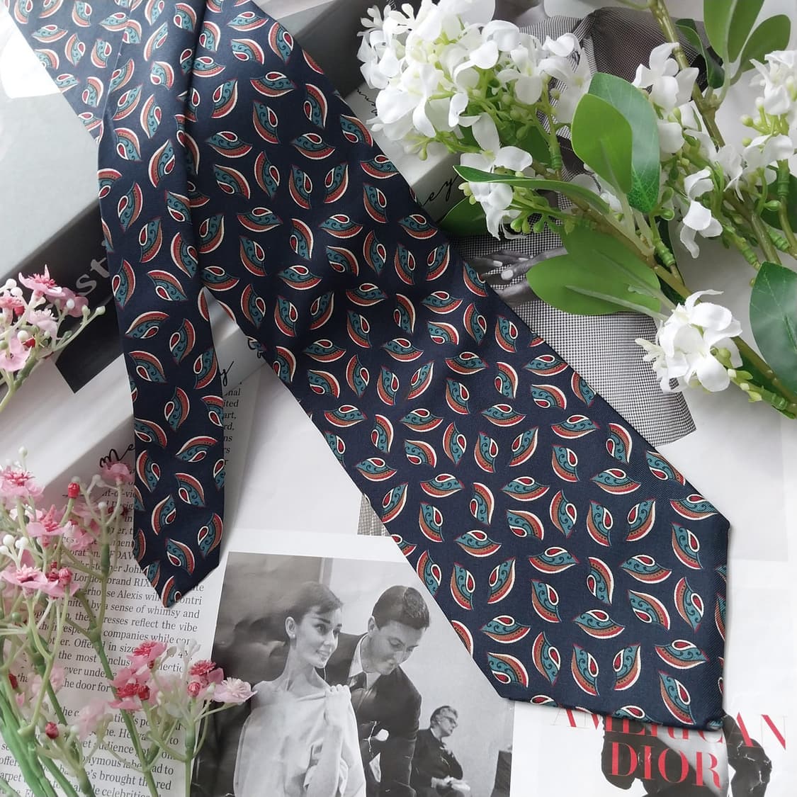 크리스찬 디올 실크 페이즐리 모티브 넥타이 9.7cm A+등급 K2192 상품이미지4