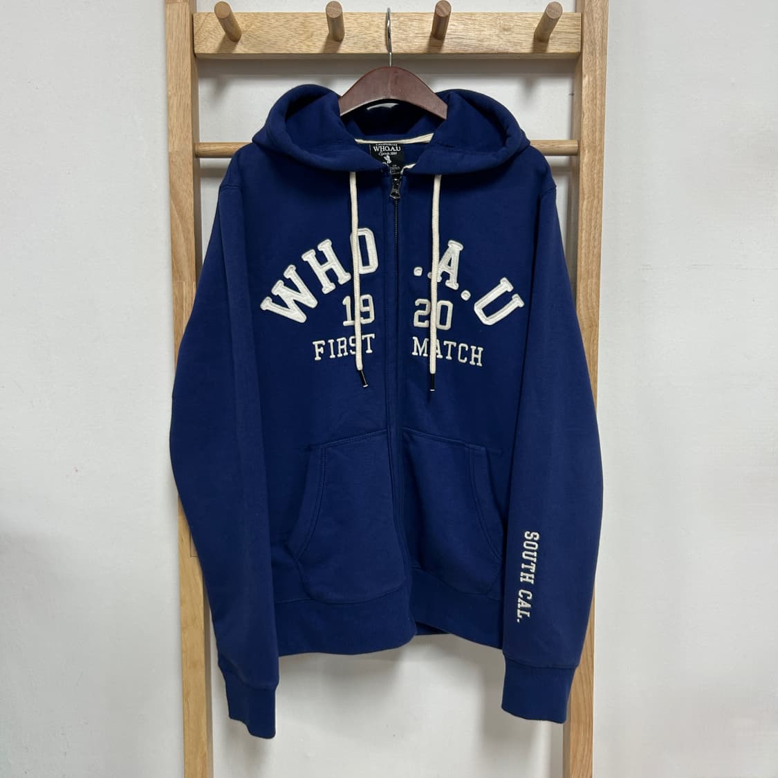 후아유 아치로고 후드집업 블루 상품이미지2