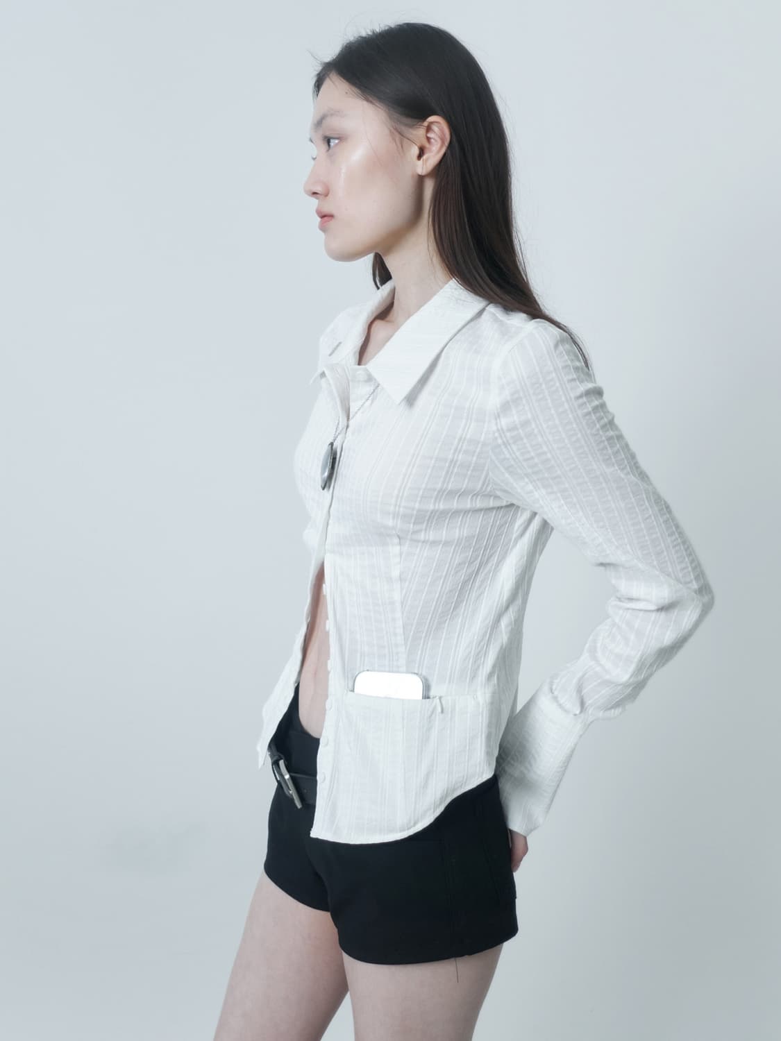 세릭 (CERRIC) CRUNCH STRIPE SHIRT-WHITE 상품이미지1
