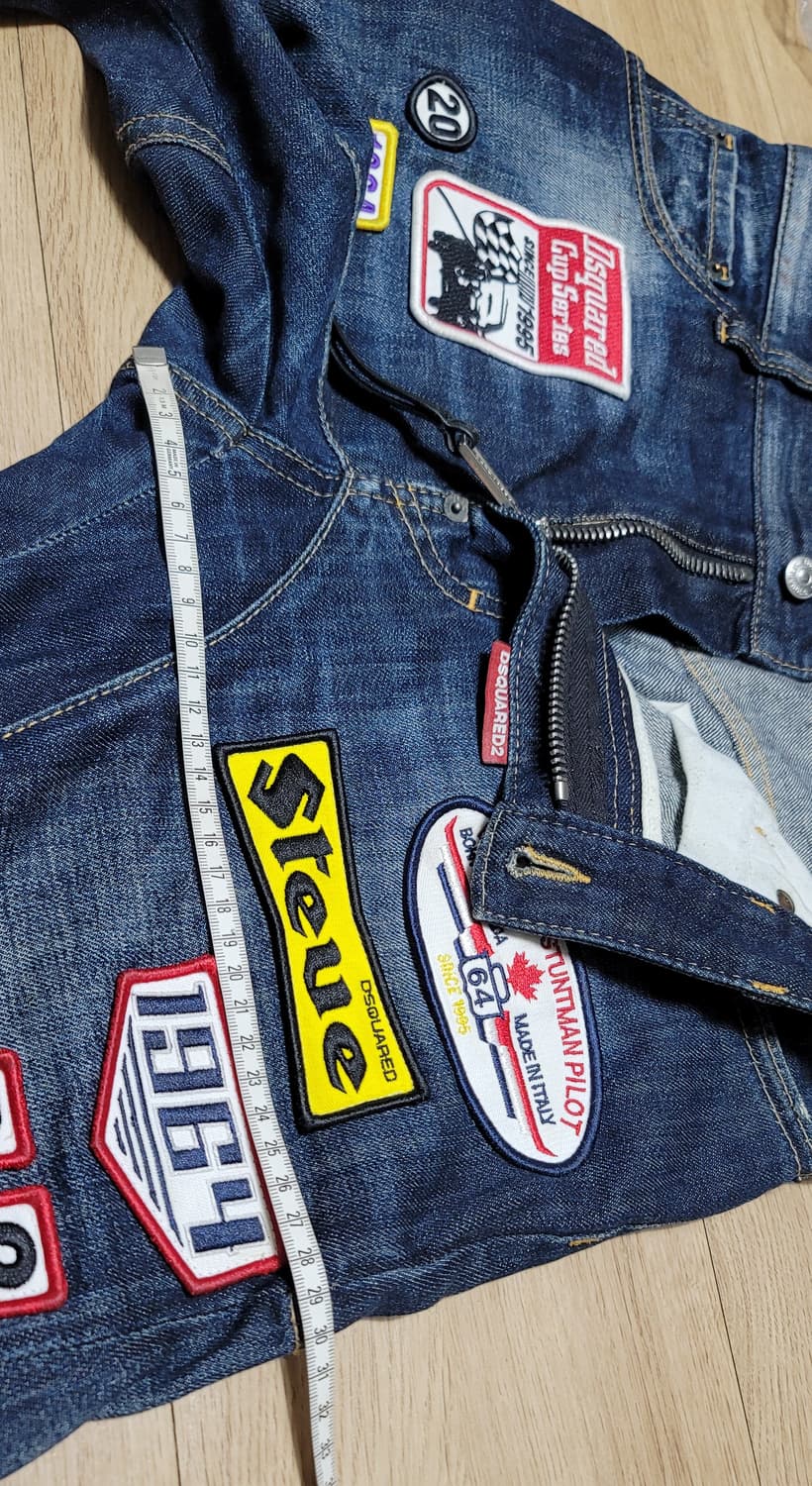디스퀘어드2 모터 패치 와펜 타이디 바이커 데님 청바지 EU48 상품이미지6