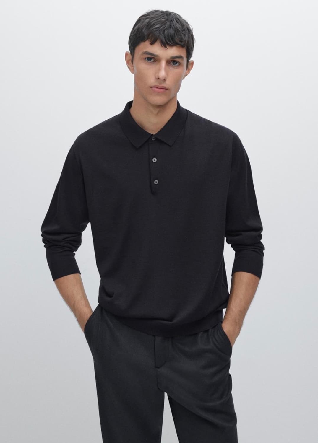 마시모두띠 메리노 울 폴로 스웨터 다크네이비 L 상품이미지2