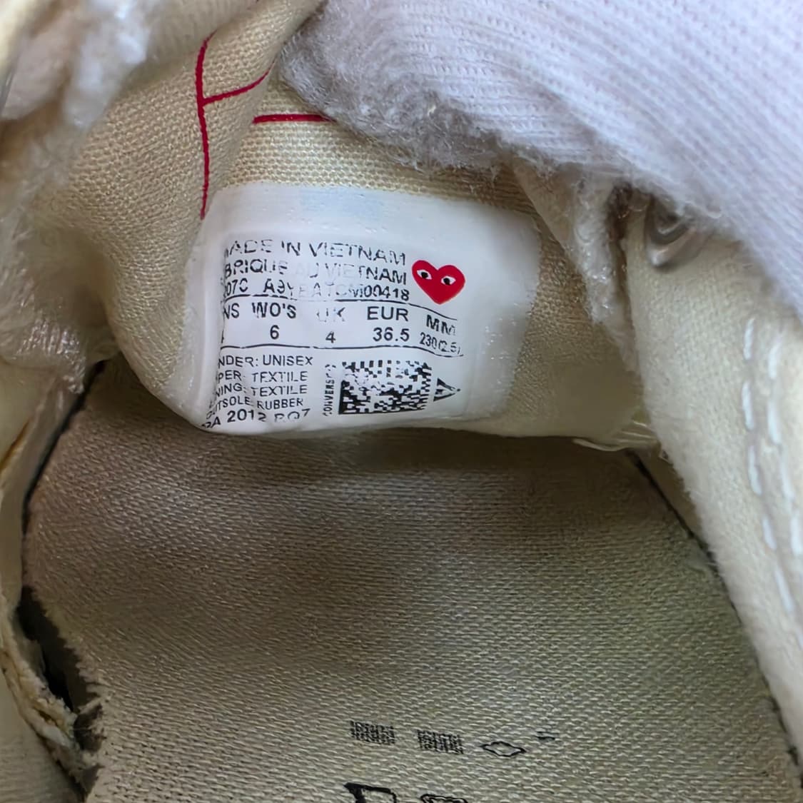 컨버스 x 플레이 꼼데가르송 척 테일러 스니커즈 운동화 신발 230사이즈 상품이미지8