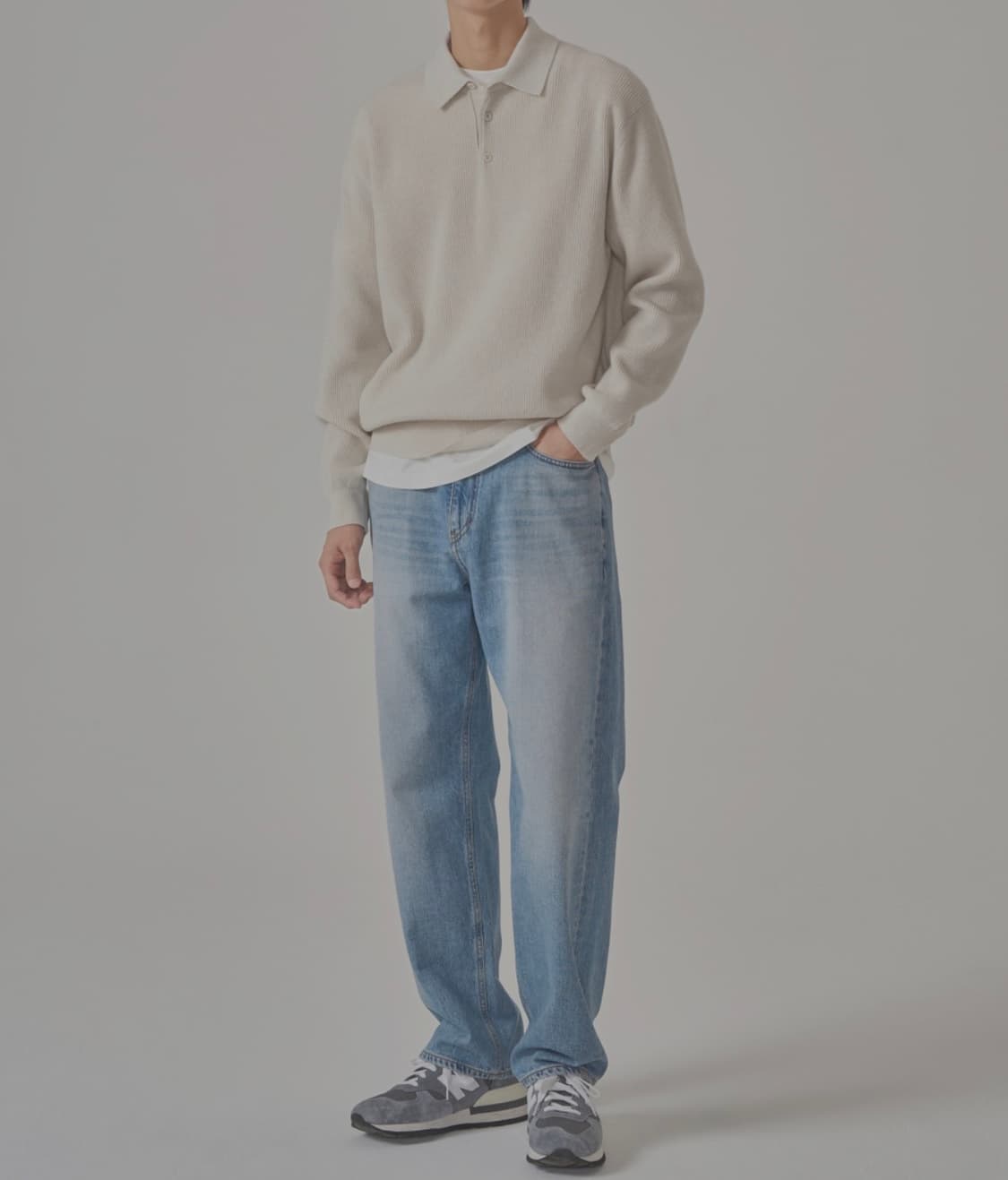 [3] 인더로우 울 코튼 립 니트 폴로 샌드멜란지 상품이미지5