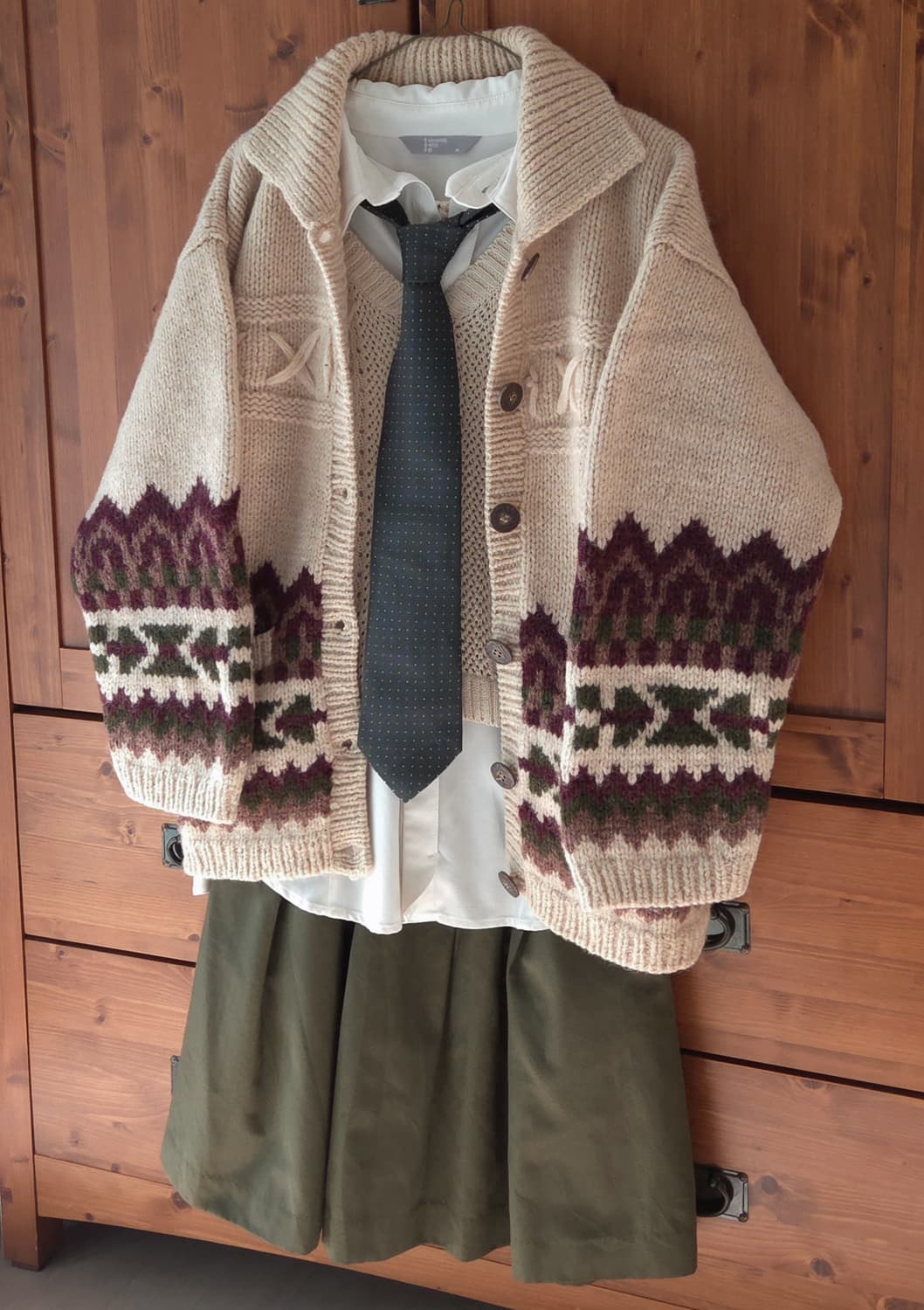 카키 프레피 모리 빈티지 코디 세트 상품이미지1