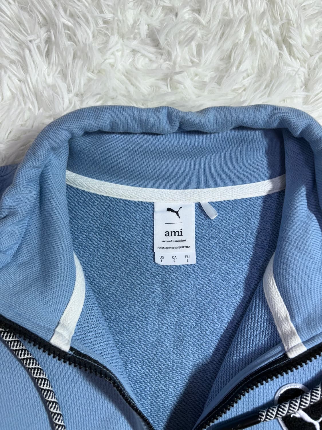 퓨마 x 아미 베이비블루 코튼 반집업  상품이미지6
