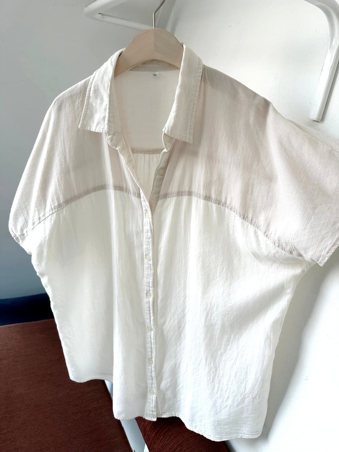 Natural cotton panel wide shirt 상품이미지2