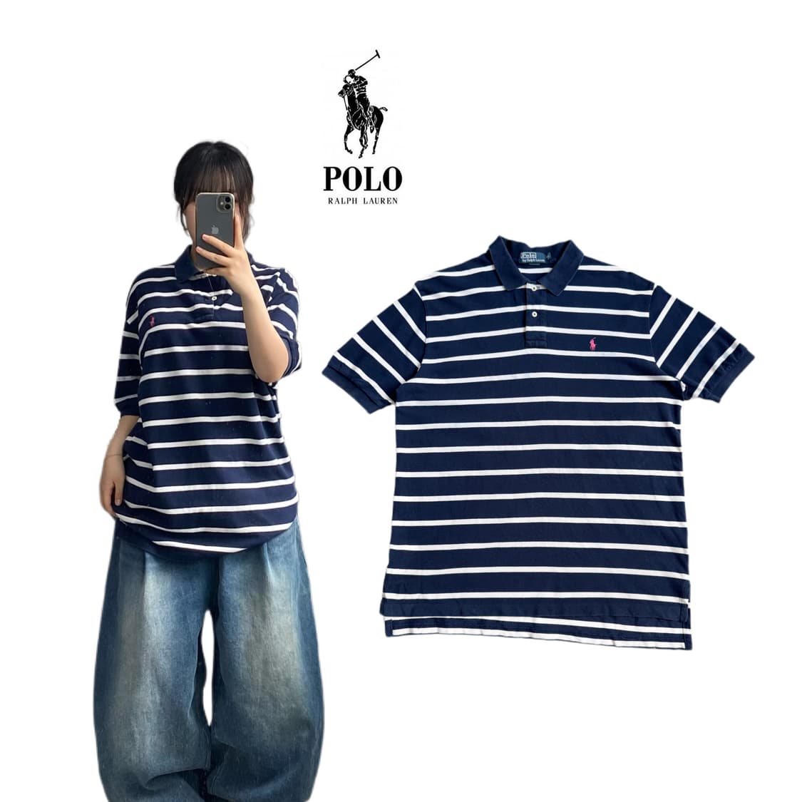 폴로 XL 포니 스트라이프 PK 카라 반팔 티셔츠 상품이미지1