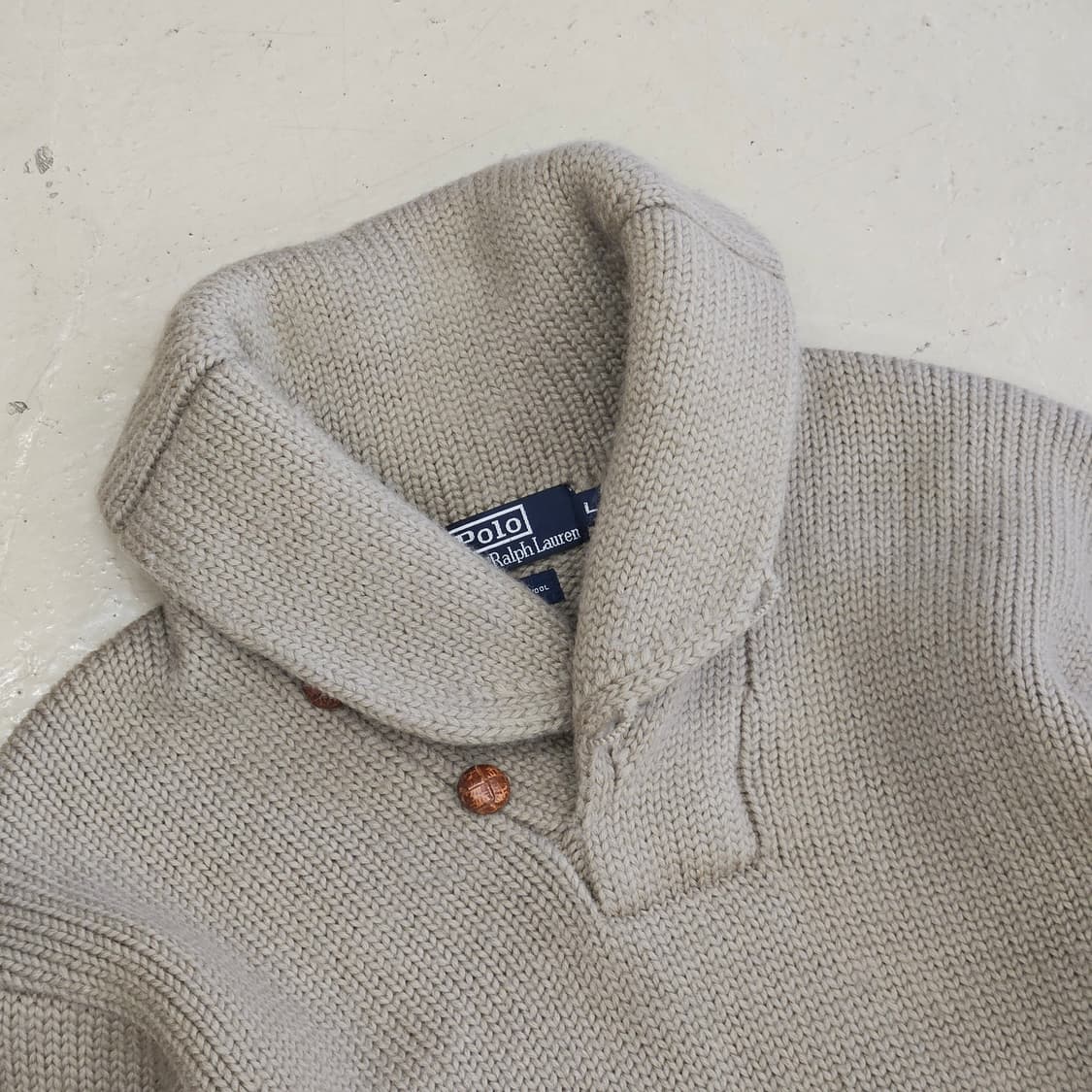 폴로 랄프로렌 울 숄카라 니트 헤비울 빈티지 M~L 상품이미지2