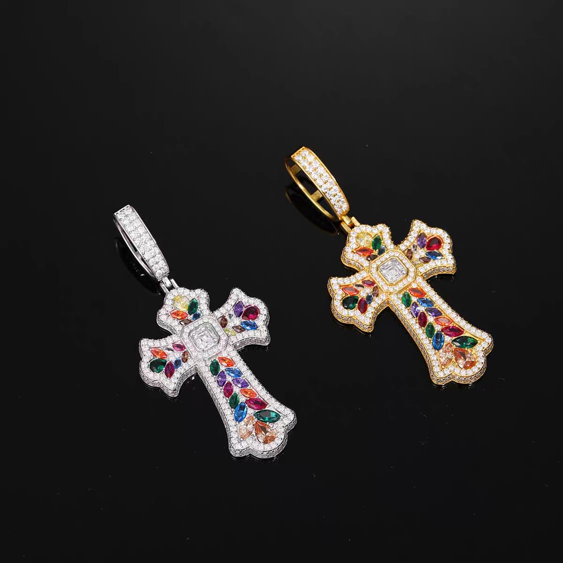 Oceanora S925 스털링 실버 모이사나이트 크로스 펜던트 상품이미지3