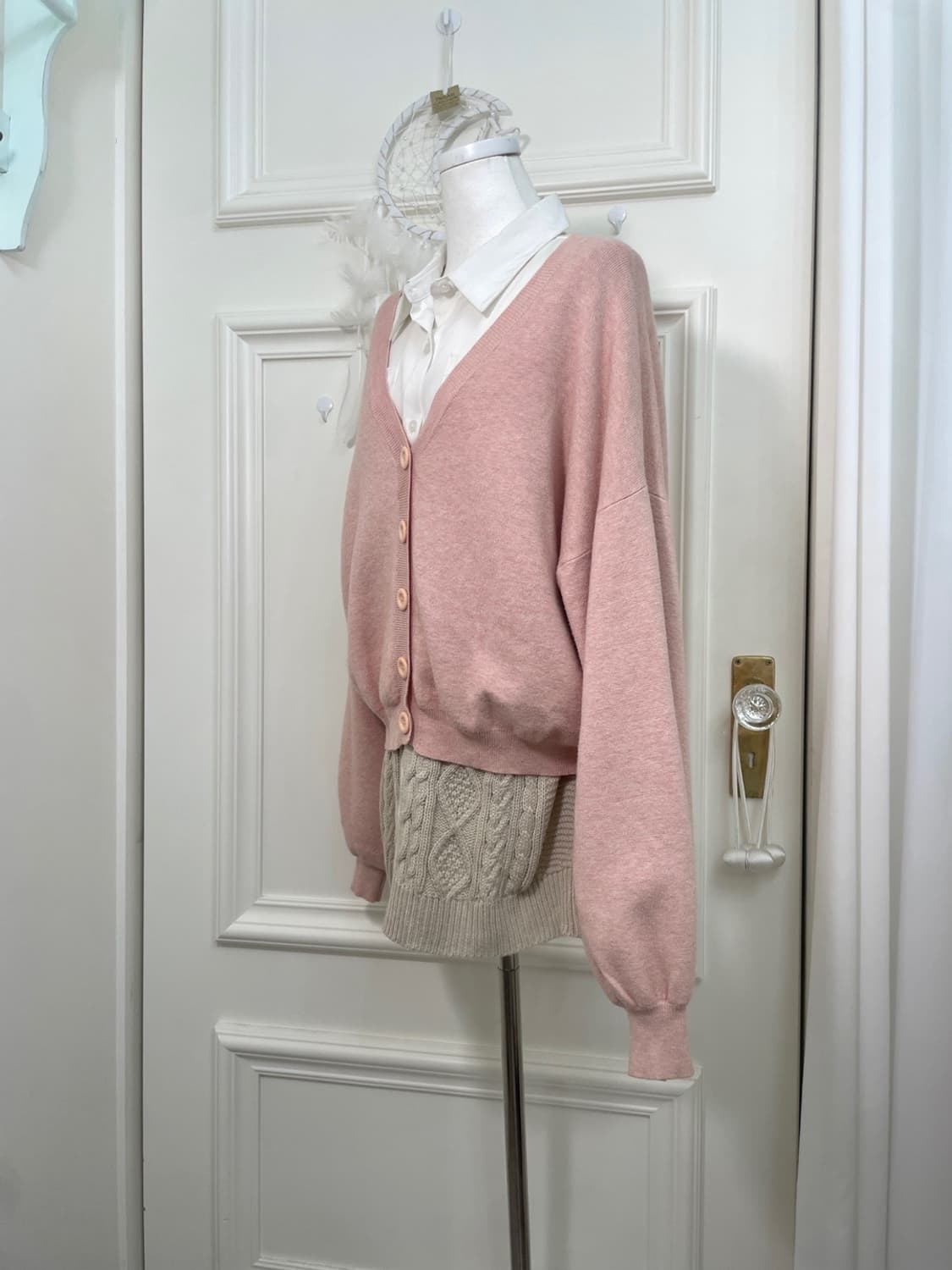 coral pink lovely over cardigan(size-F) 상품이미지3