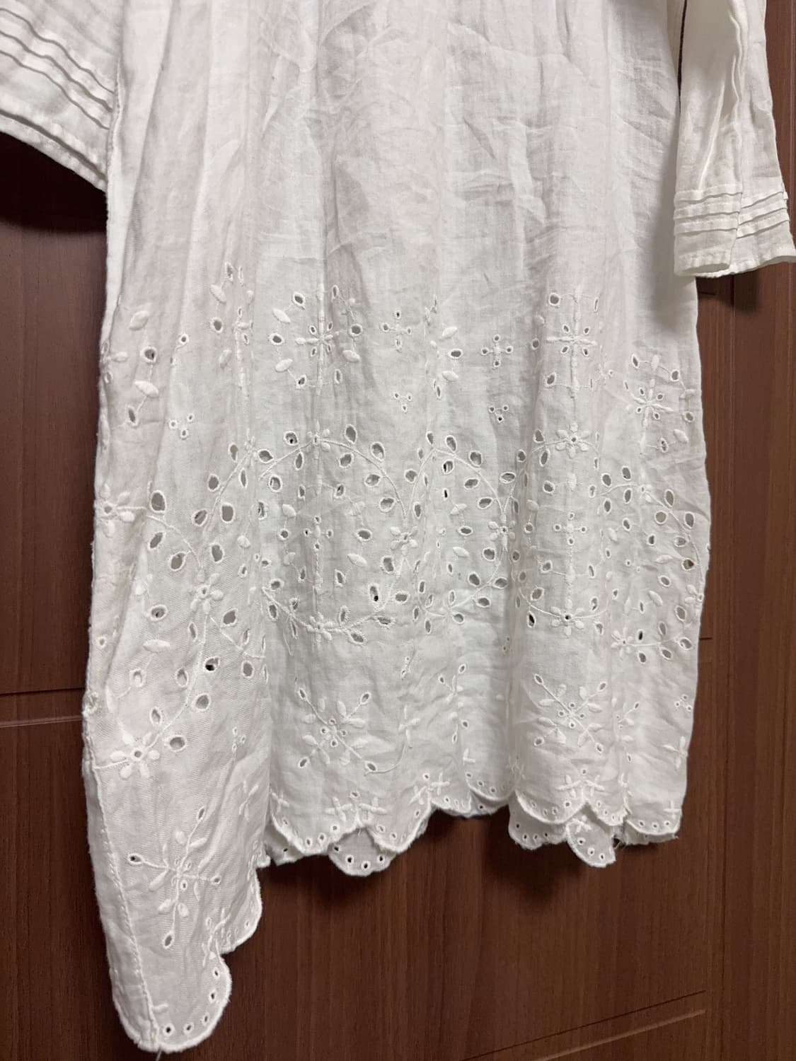 모리걸 하구미 아오이유우 빈티지 화이트 레이스 펀칭 롱 스커트 블라우스 상품이미지4