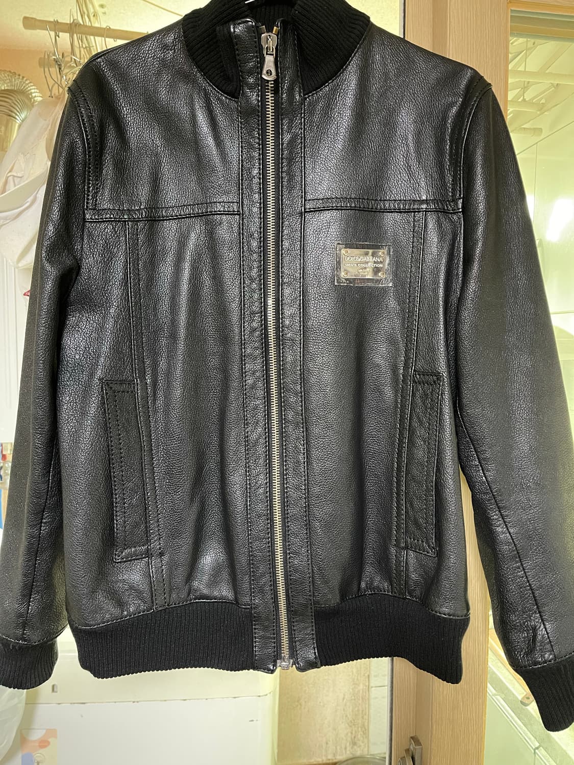 돌체앤가바나 블랙 가죽 봄버 자켓 상품이미지1