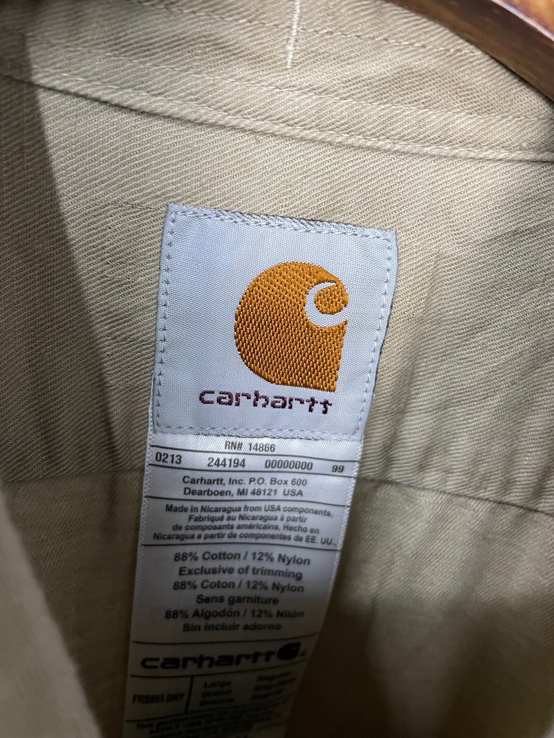 칼하트 투 포켓 베이지 워크셔츠 H1030 상품이미지5