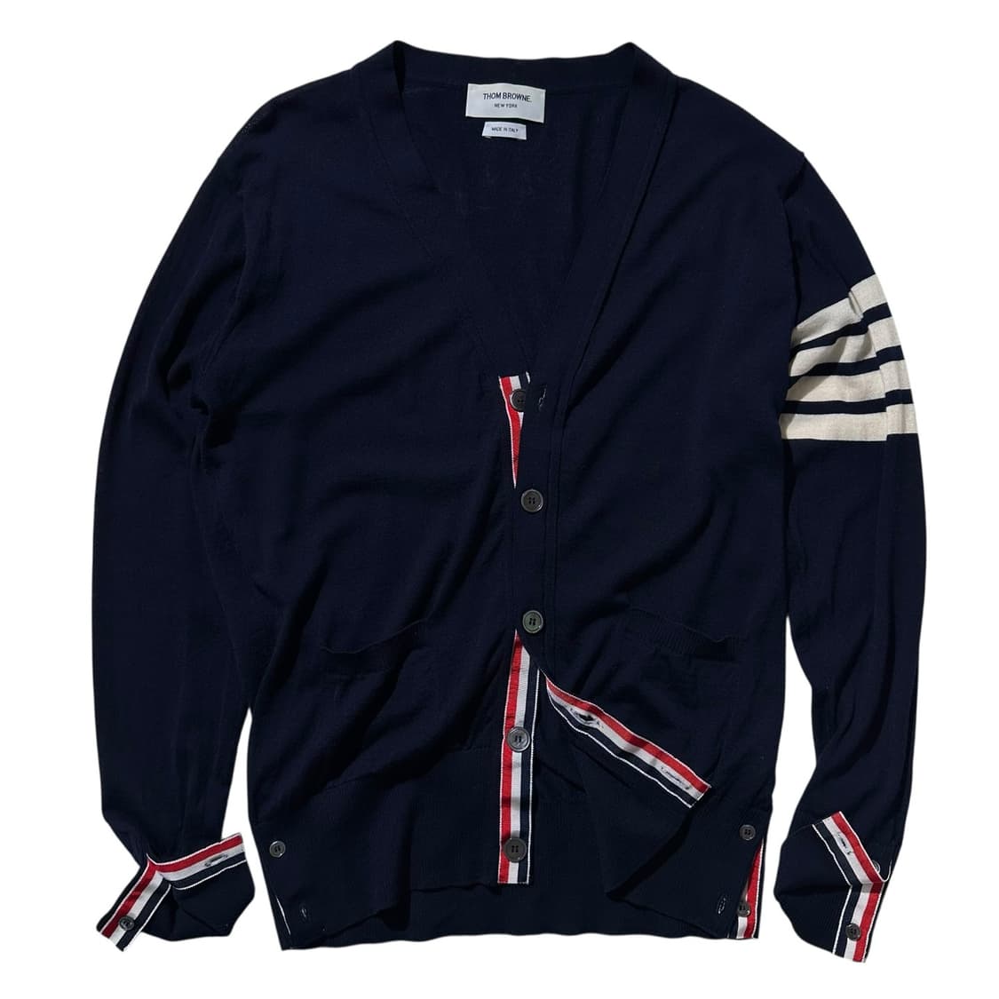 톰브라운 사선완장 메리노울 니트 가디건 상품이미지1