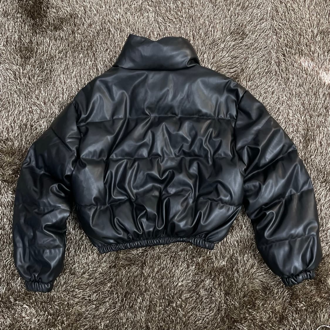 블랙 페이크 레더 숏 패딩 XL 상품이미지6