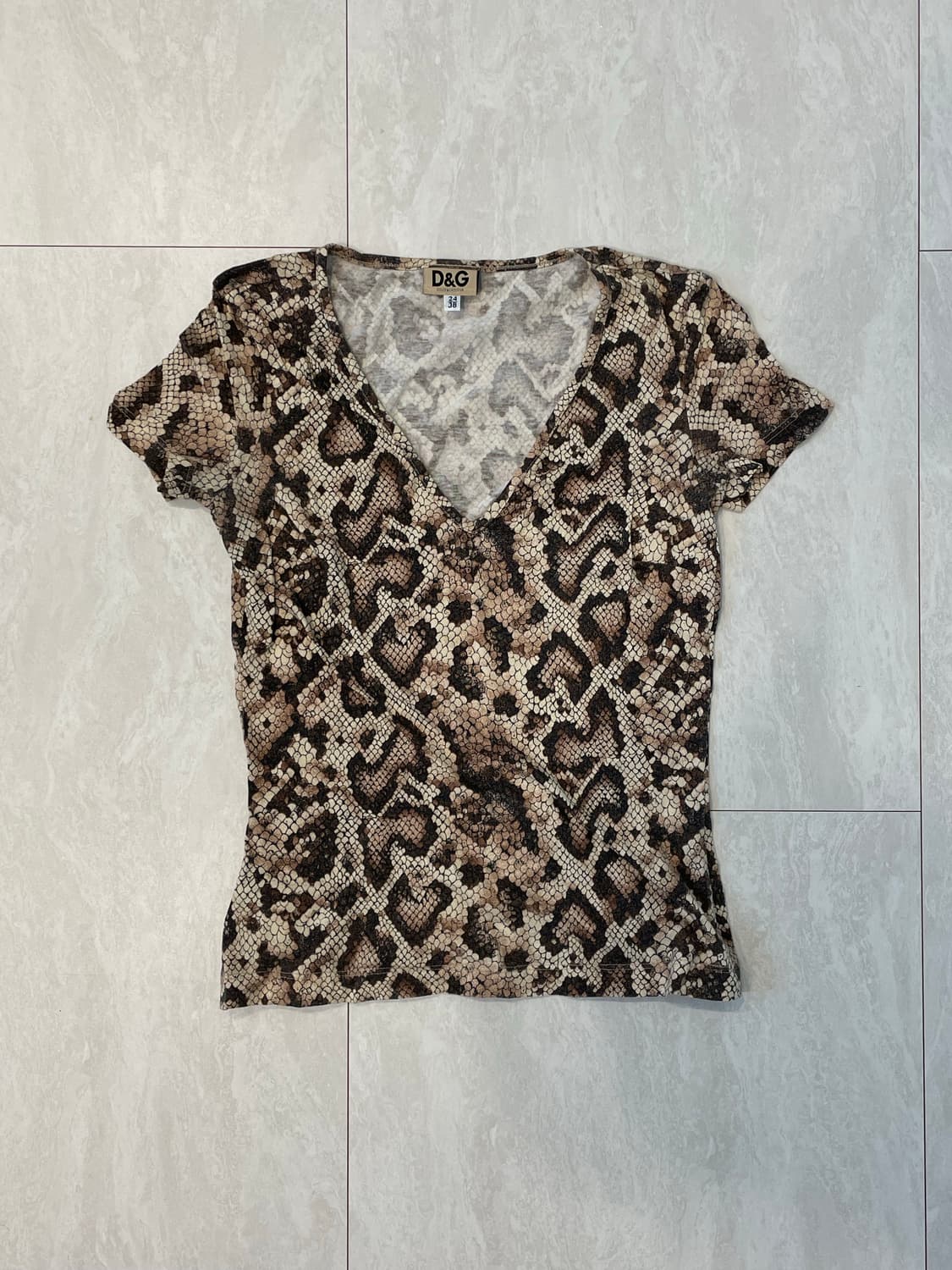 00‘s 돌체앤가바나 아카이브 스네이크 스킨 브이넥 갸루 탑 상품이미지1