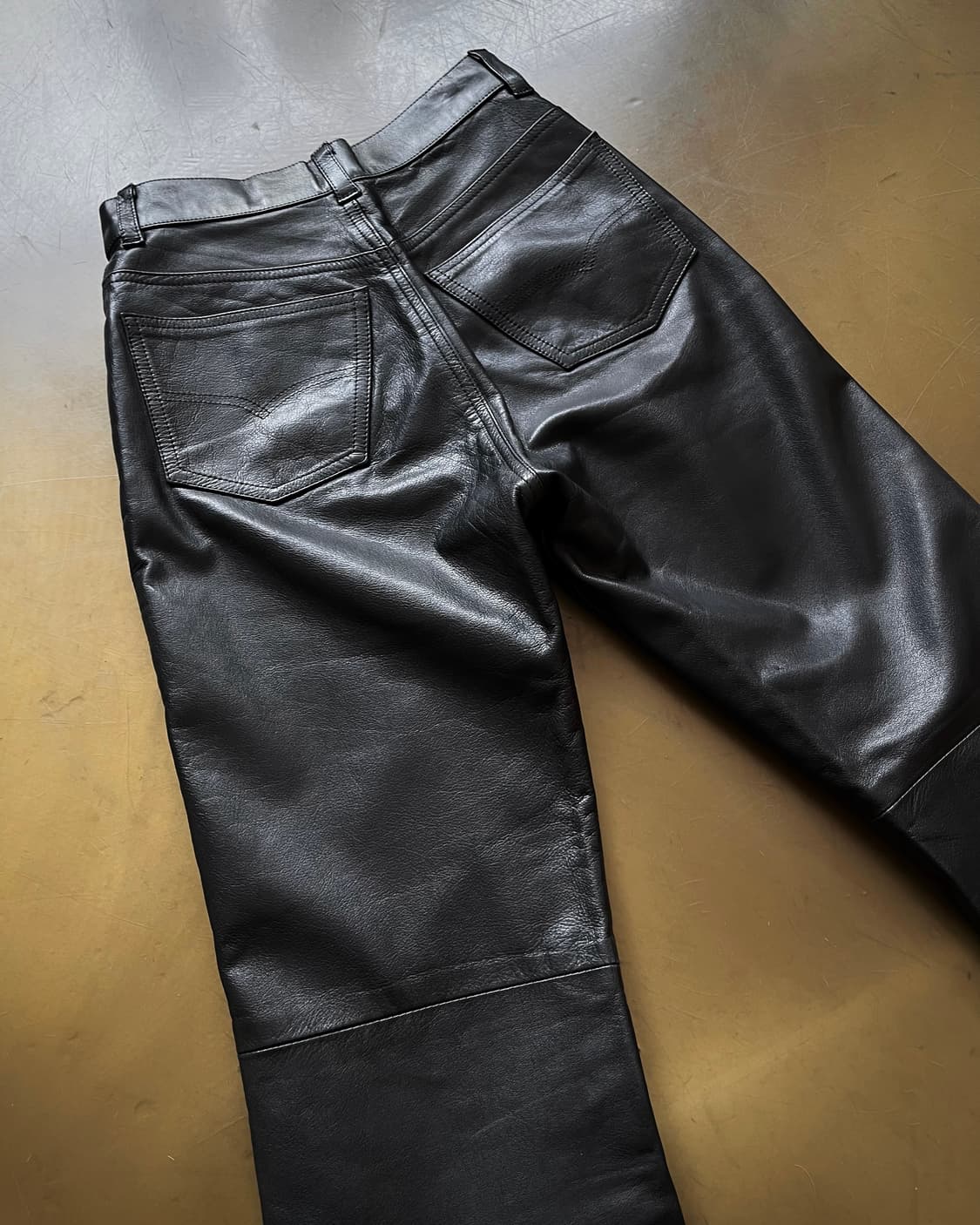USA Real Cowhide Leather Black Trouser 상품이미지8