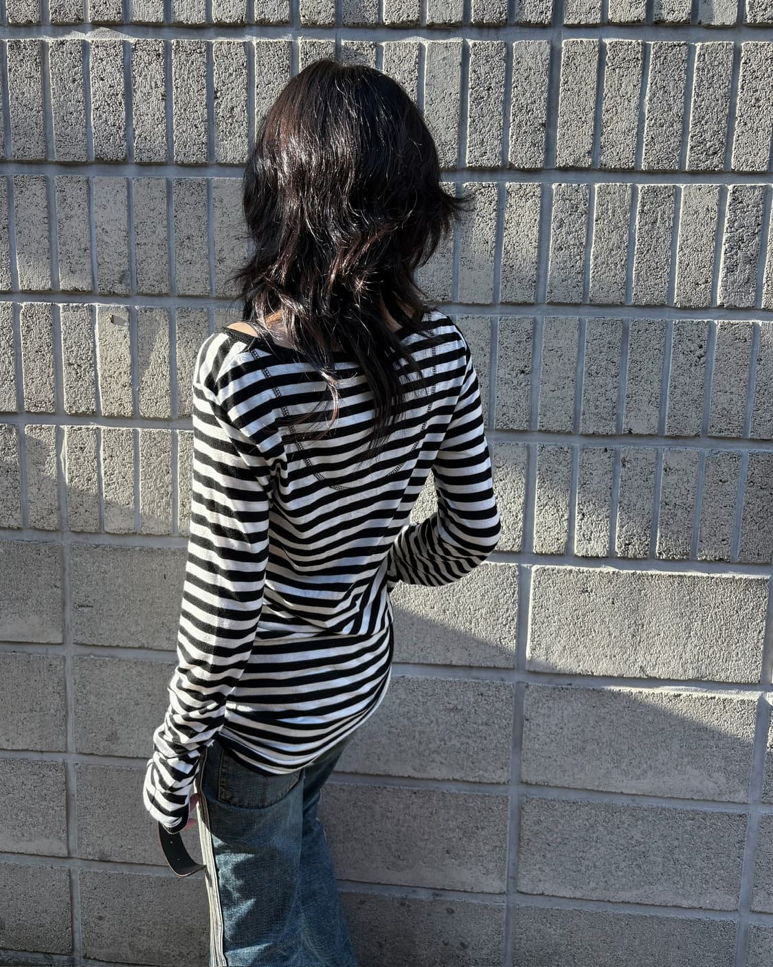 스트라이프 루즈핏 슬림 롱 슬리브 상품이미지2