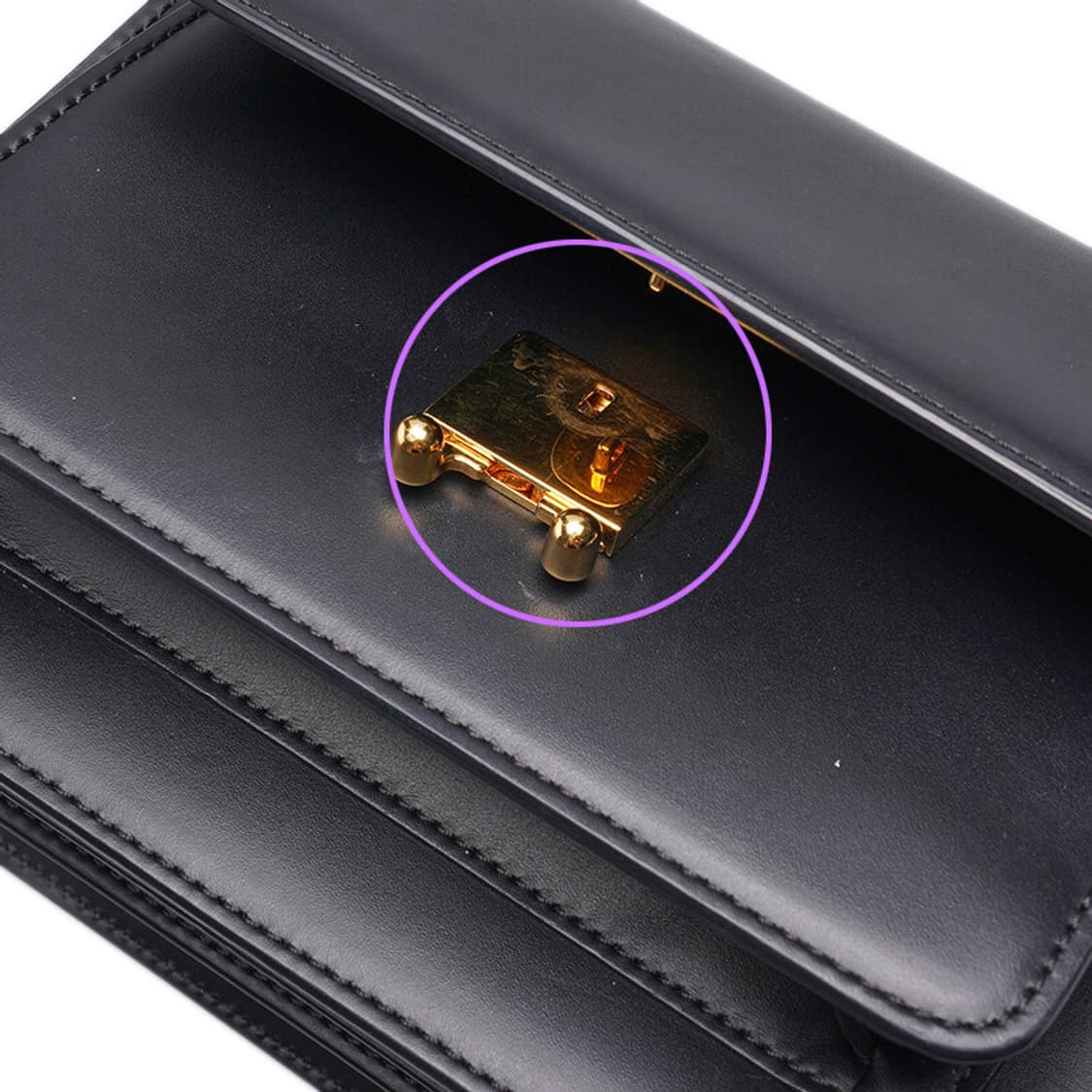 (중고) 마르니 블랙 카프스킨 트렁크 미듐 숄더백 상품이미지7