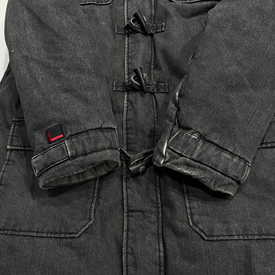 후부 자수로고 데님 더플 자켓 상품이미지4