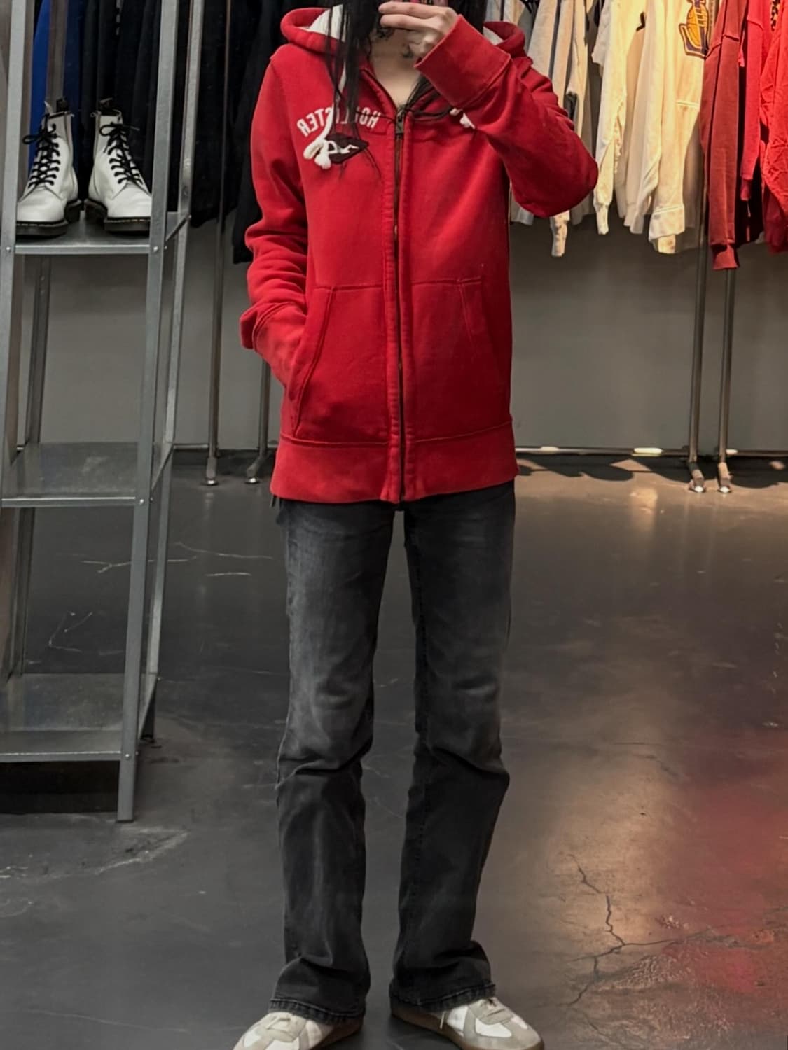 홀리스터 레드 스펠로고 후드집업 A3687 상품이미지1