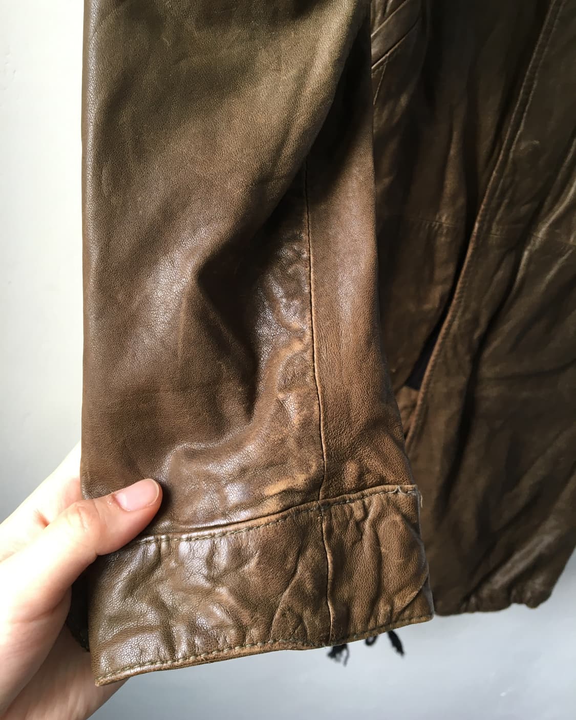 High neck long hood leather jacket 상품이미지9