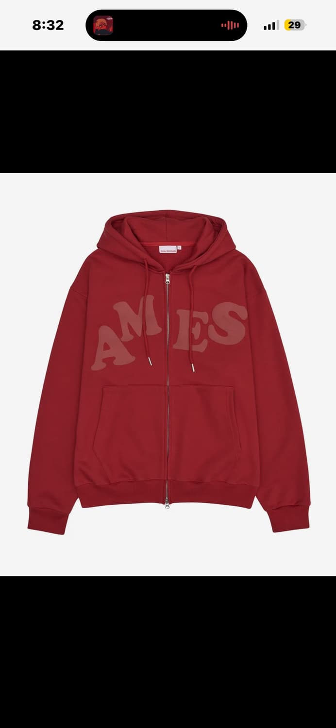 AMES 레드 후드집업 상품이미지1