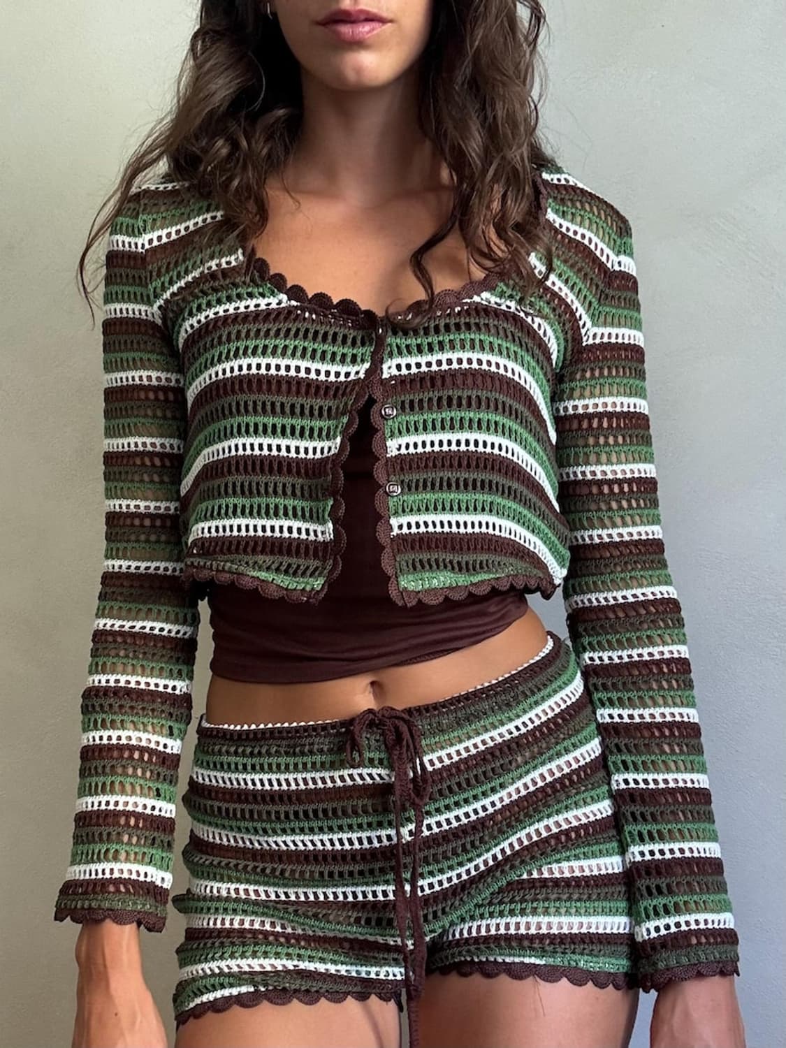 zara 자라빈티지)말차초코갸루 크로셰 모리걸 니트여름시스루휴양지반바지 상품이미지1