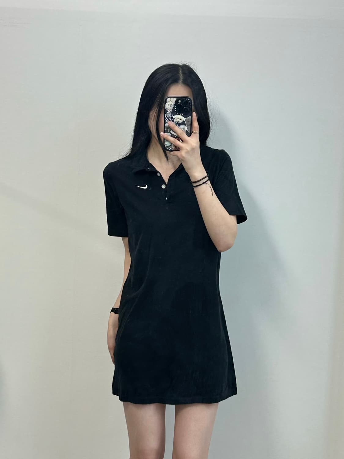 나이키 스우시 블랙 반팔 카라 원피스 상품이미지1