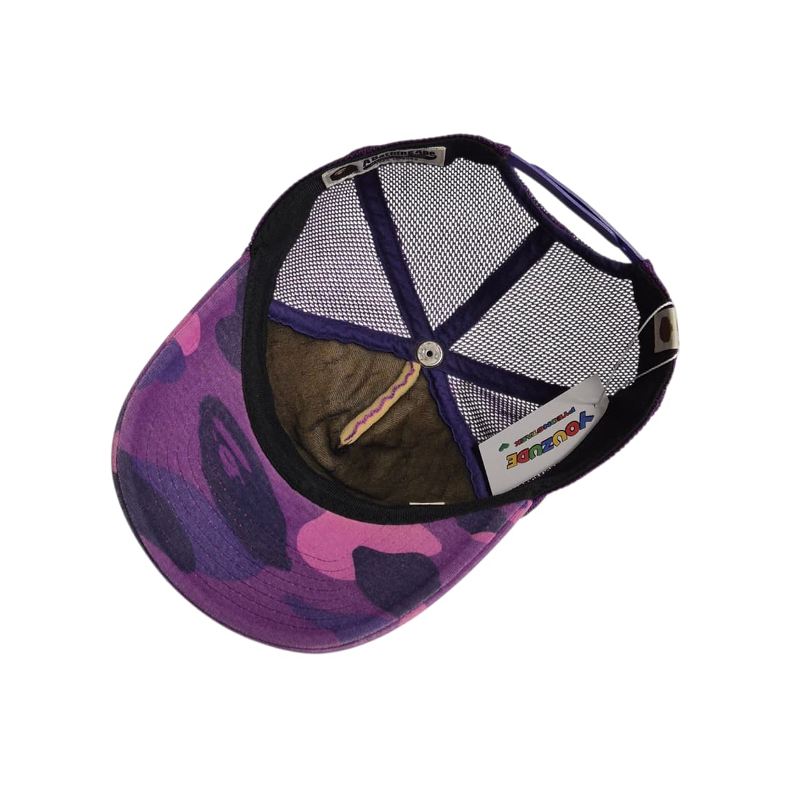 BAPE) 아카이브 베이프 퍼플 카모 에이프 헤드 매쉬캡 상품이미지5