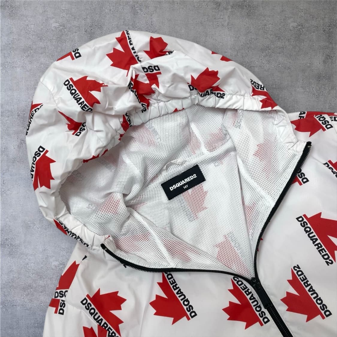 디스퀘어드2 화이트 메이플 리프 프린트 후드 바람막이 14Y (성인XS) 상품이미지2