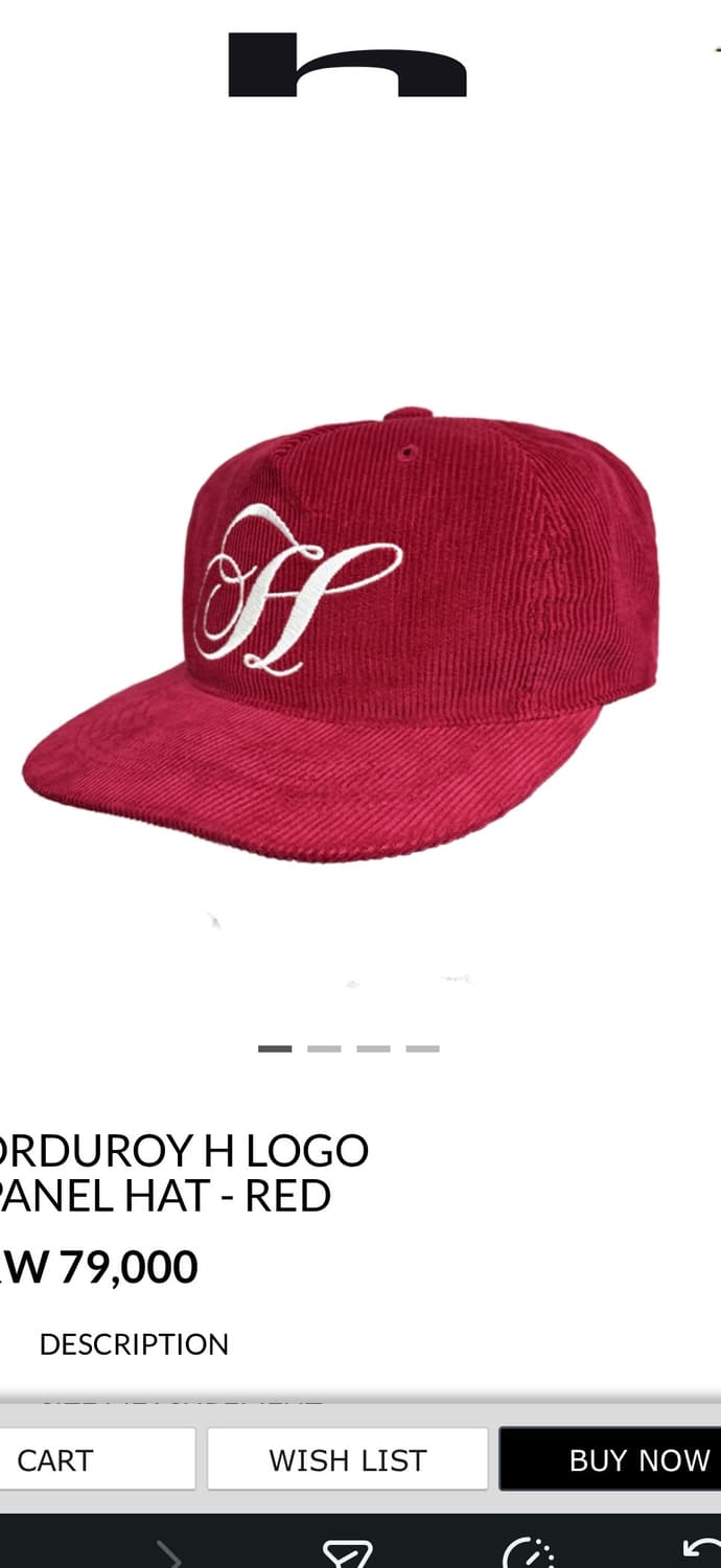 홈리스 CORDUROY H LOGO 5 PANEL HAT - RED 상품이미지1